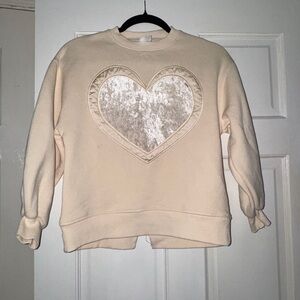 Zara Cream Hoodie with Metallic Heart